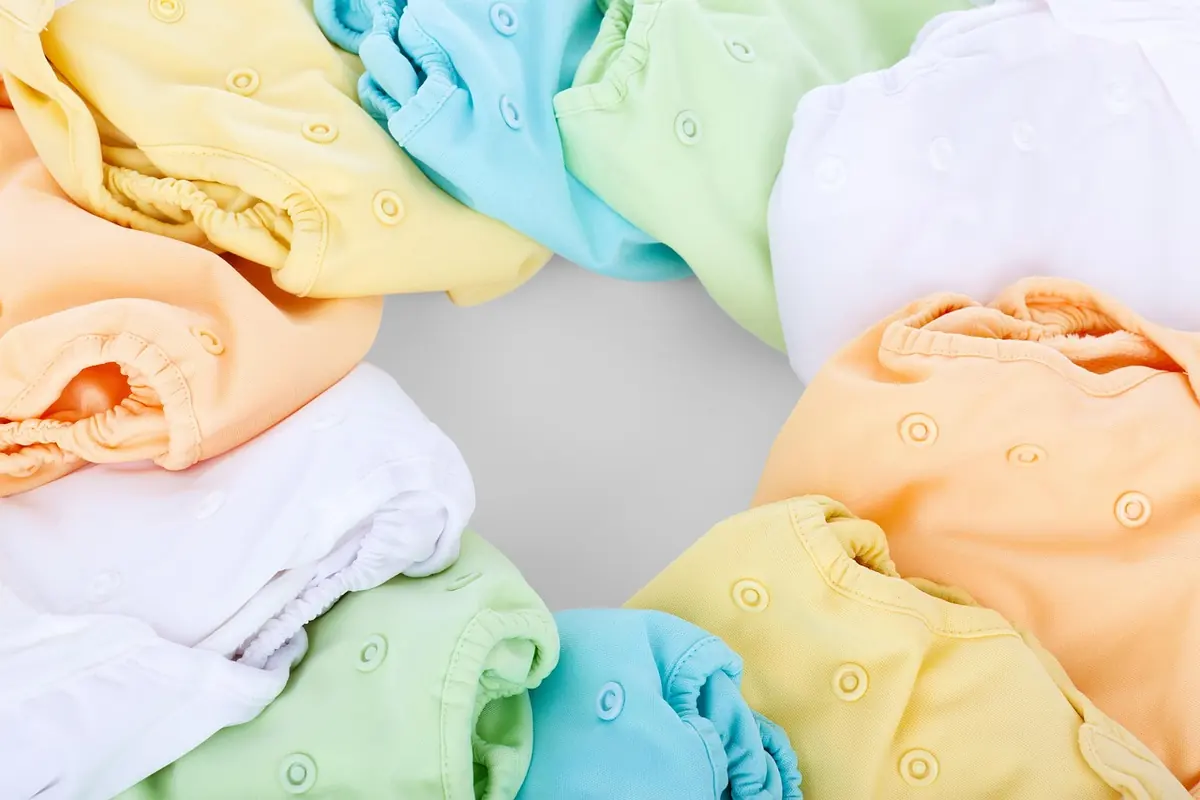 Colorful cloth diapers arranged in a circle